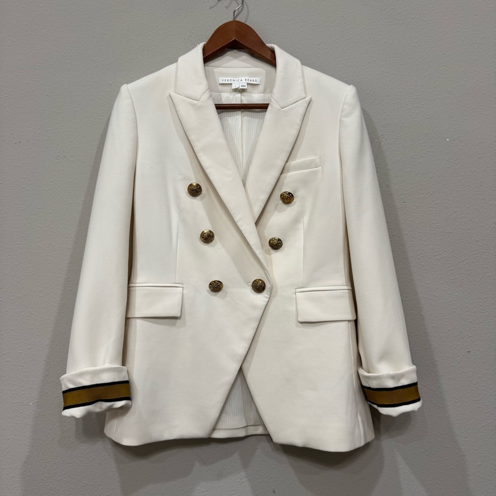 Veronica Beard Miller Dickey Jacket Size 4‎ Off White/ Gold Blazer